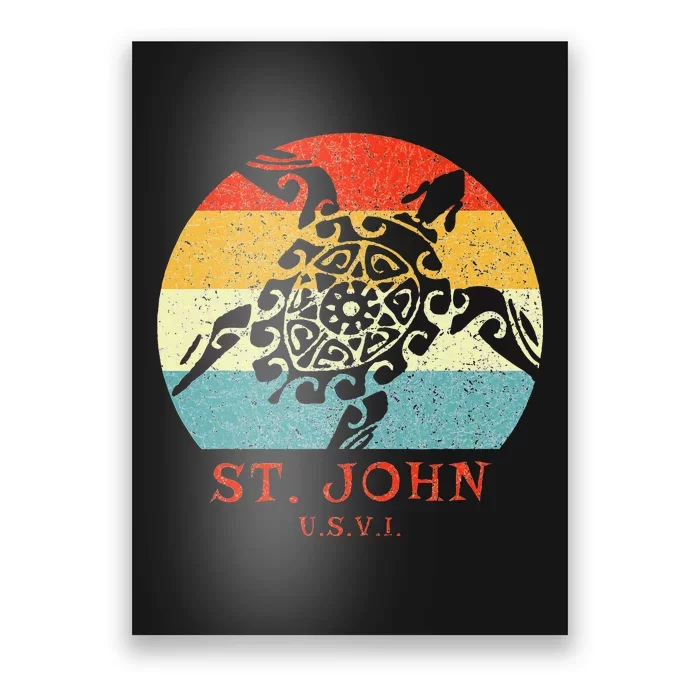 St. John Usvi Vintage Retro Tribal Turtle Vacation Poster