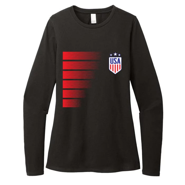 Soccer Jersey Usa Fan Flag Stars Womens CVC Long Sleeve Shirt