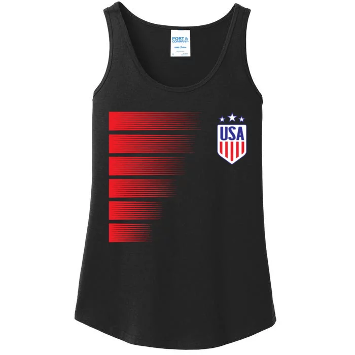 Soccer Jersey Usa Fan Flag Stars Ladies Essential Tank