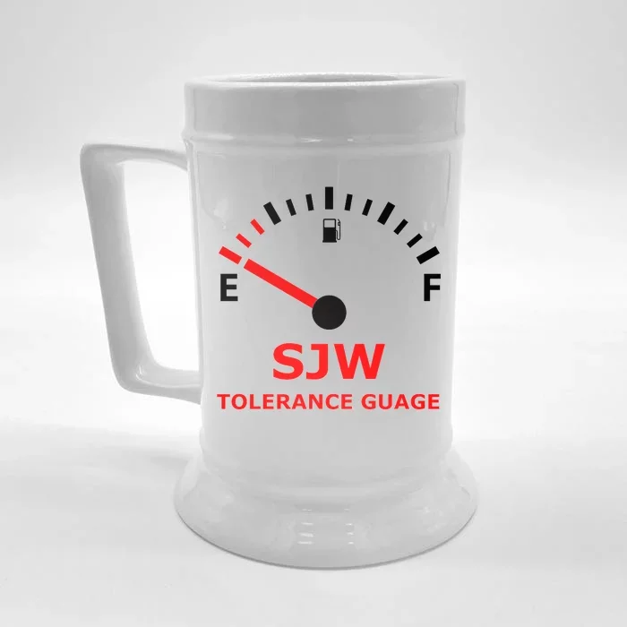 SJW Tolerance Guage Front & Back Beer Stein