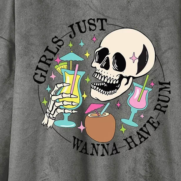 Skeleton Just Wanna Have Rum Summer Beach Party Hooded Wearable Blanket