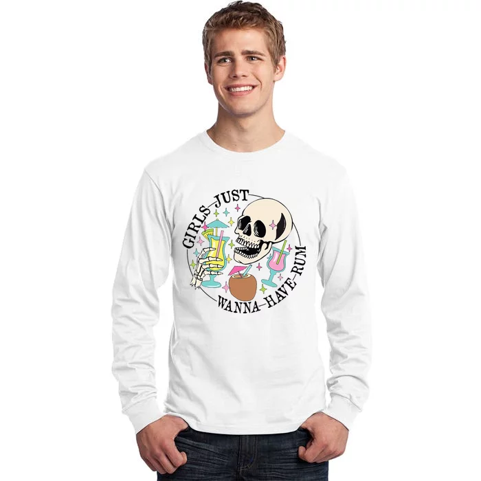 Skeleton Just Wanna Have Rum Summer Beach Party Tall Long Sleeve T-Shirt