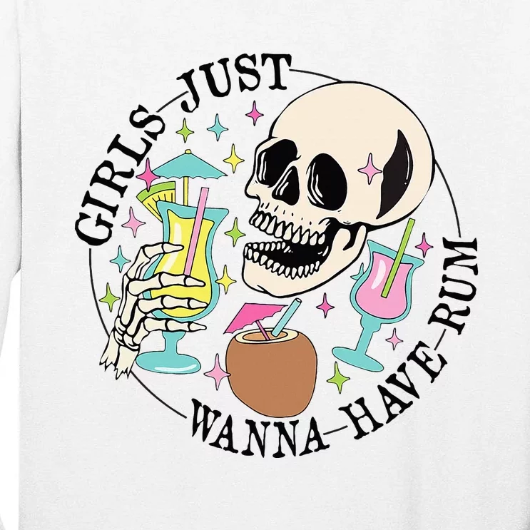 Skeleton Just Wanna Have Rum Summer Beach Party Tall Long Sleeve T-Shirt