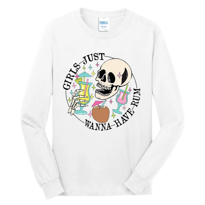 Skeleton Just Wanna Have Rum Summer Beach Party Tall Long Sleeve T-Shirt