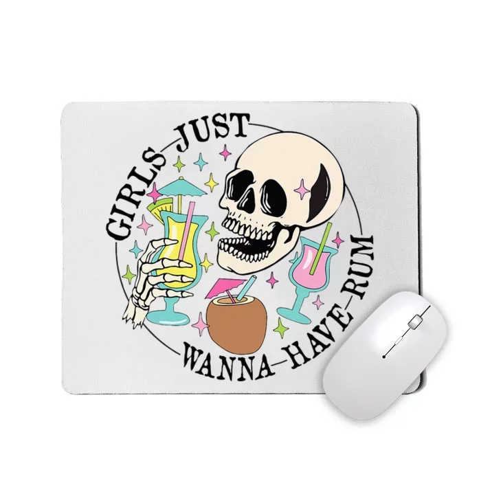 Skeleton Just Wanna Have Rum Summer Beach Party Mousepad