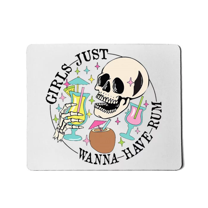 Skeleton Just Wanna Have Rum Summer Beach Party Mousepad