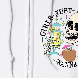 Skeleton Just Wanna Have Rum Summer Beach Party Full Zip Hoodie