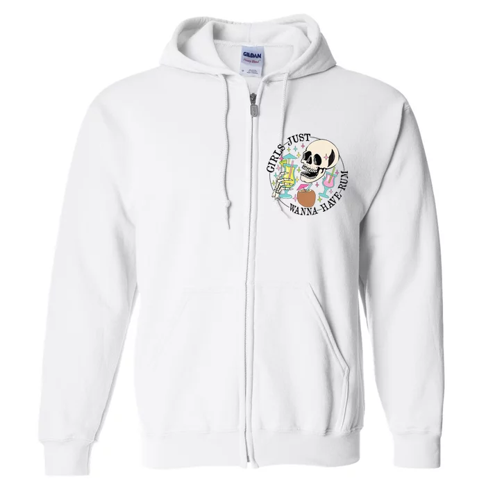 Skeleton Just Wanna Have Rum Summer Beach Party Full Zip Hoodie