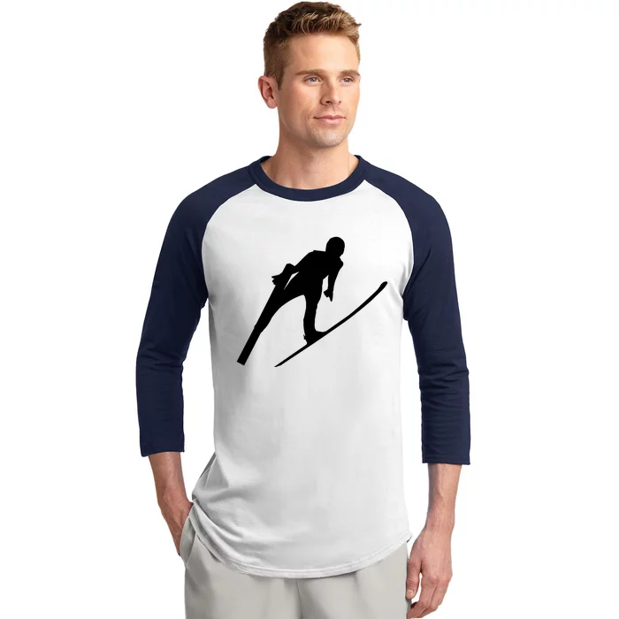 Ski Jumper Winter Sports Ski Jump Lover Ski Jumping Fan Gift Baseball Sleeve Shirt