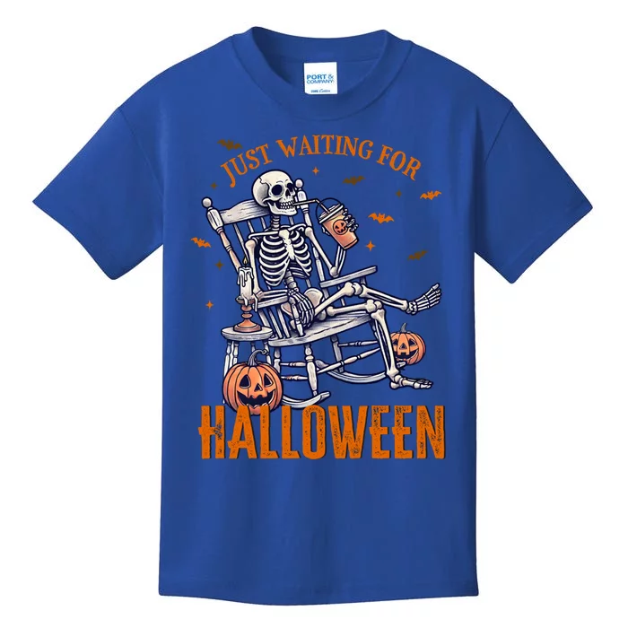 Skeleton Just Waiting For Halloween Meaningful Gift Kids T-Shirt