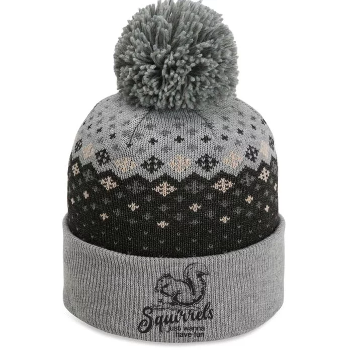 Squirrels Just Wanna Have Fun, Novelty The Baniff Cuffed Pom Beanie