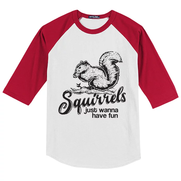 Squirrels Just Wanna Have Fun, Novelty Kids Colorblock Raglan Jersey