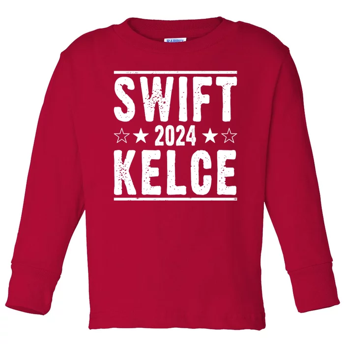 Swift Kelce 2024 Election Funny Toddler Long Sleeve Shirt