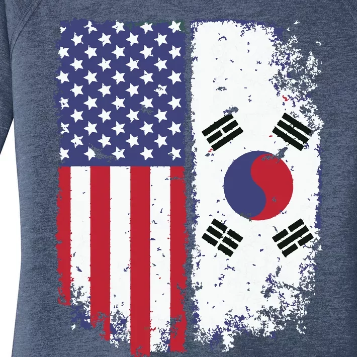 South Korean American Flag Korea Usa America Gift Women's Perfect Tri Tunic Long Sleeve Shirt