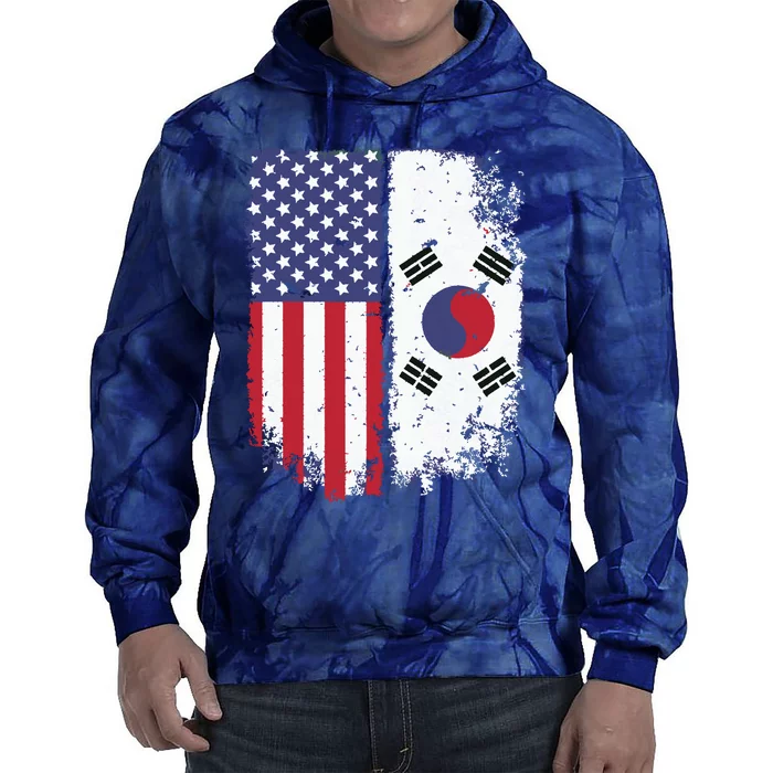 South Korean American Flag Korea Usa America Gift Tie Dye Hoodie