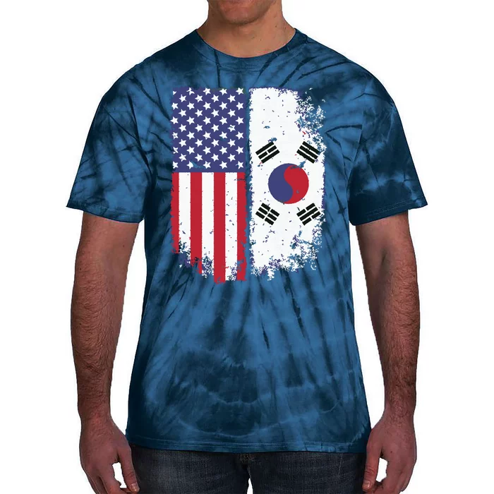 South Korean American Flag Korea Usa America Gift Tie-Dye T-Shirt