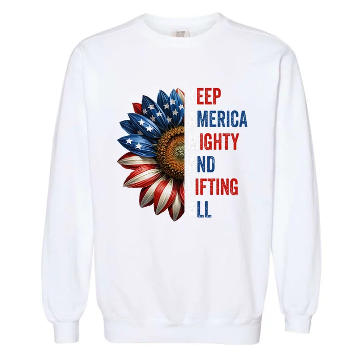 Sunflower Keep America Mighty And Lifting All Kamala Waltz Garment-Dyed Sweatshirt