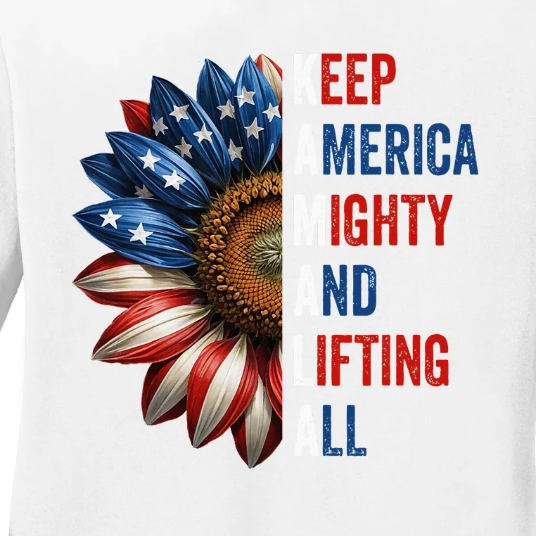 Sunflower Keep America Mighty And Lifting All Kamala Waltz Ladies Long Sleeve Shirt