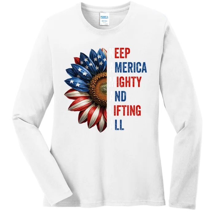 Sunflower Keep America Mighty And Lifting All Kamala Waltz Ladies Long Sleeve Shirt