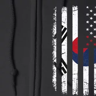 South Korean American Flag South Korea America Pride Full Zip Hoodie