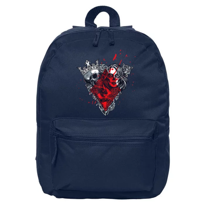 Skull King And Goth Catrina Queen Of Diamonds Couple 16 in Basic Backpack