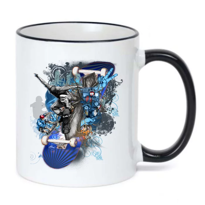 Skateboard Collage Black Color Changing Mug