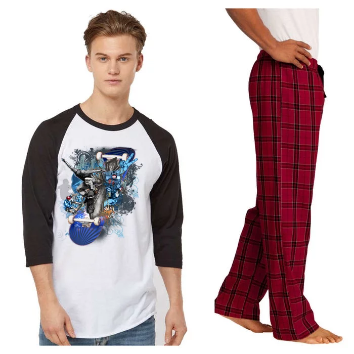 Skateboard Collage Raglan Sleeve Pajama Set