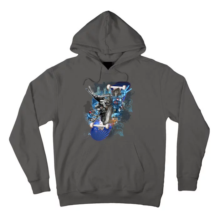 Skateboard Collage Tall Hoodie