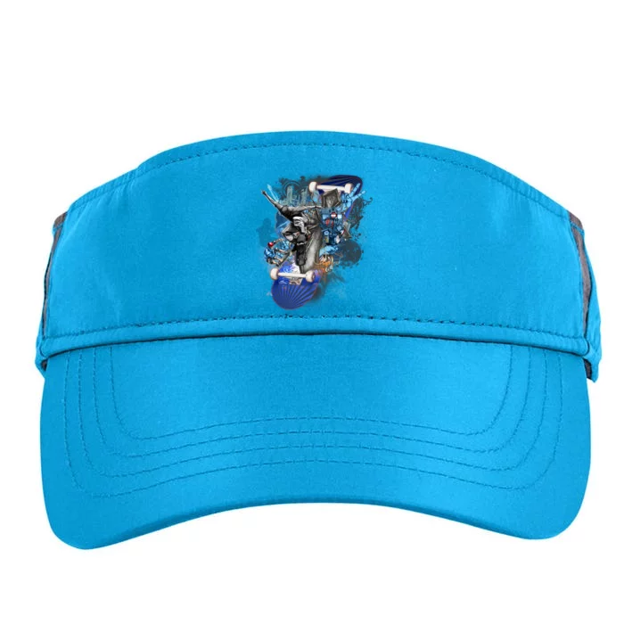 Skateboard Collage Adult Drive Performance Visor