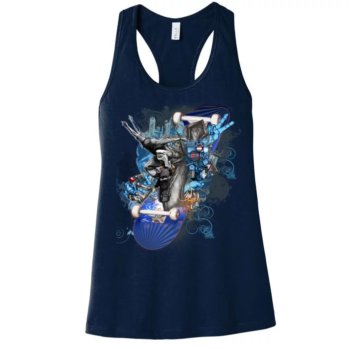 Skateboard Collage Women's Racerback Tank