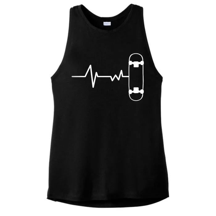 Skateboard Heartbeat Pulse Ladies Tri-Blend Wicking Tank