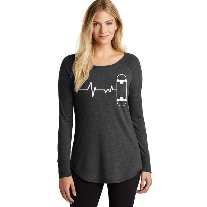 Skateboard Heartbeat Pulse Women's Perfect Tri Tunic Long Sleeve Shirt