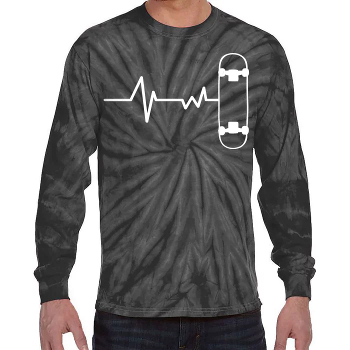 Skateboard Heartbeat Pulse Tie-Dye Long Sleeve Shirt