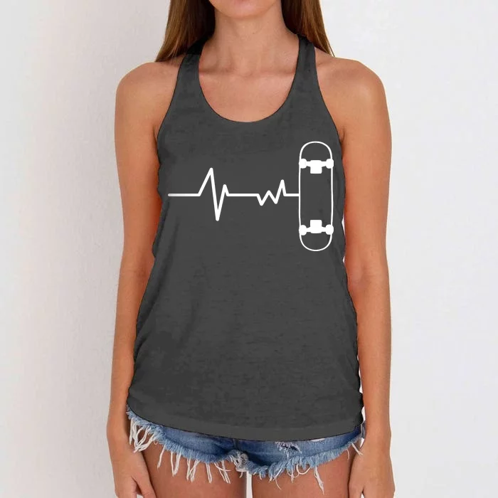 Skateboard Heartbeat Pulse Women's Knotted Racerback Tank