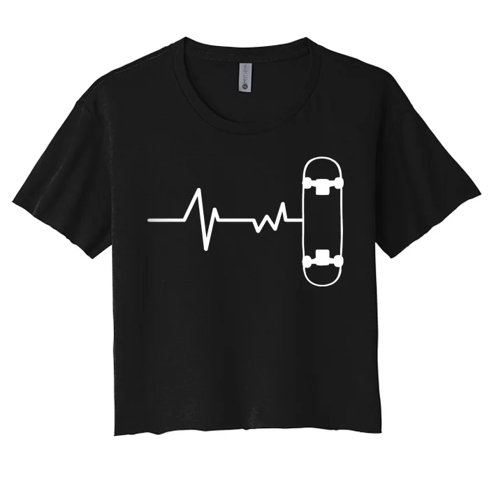 Skateboard Heartbeat Pulse Women's Crop Top Tee