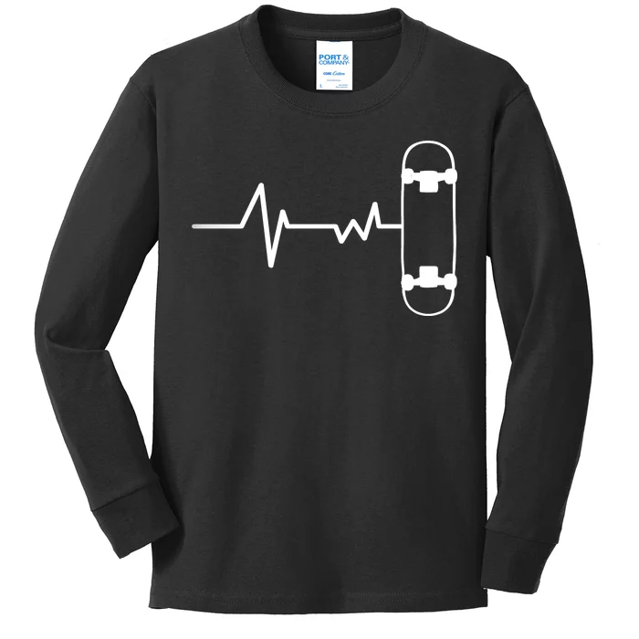 Skateboard Heartbeat Pulse Kids Long Sleeve Shirt