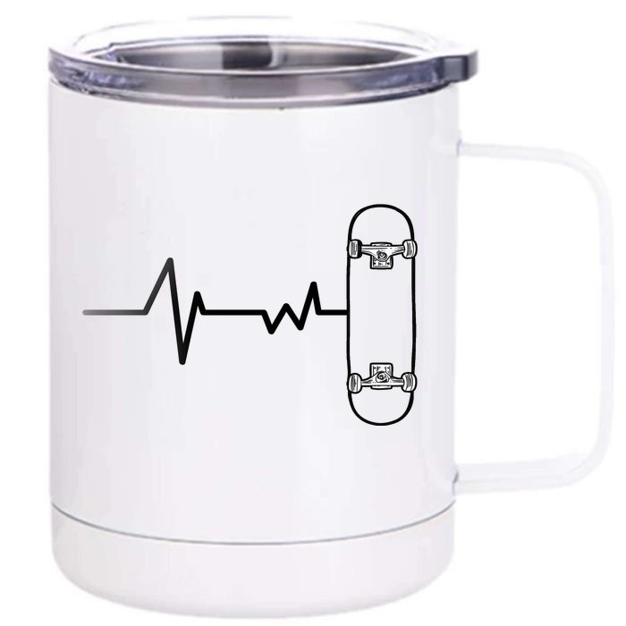 Skateboard Heartbeat Pulse Front & Back 12oz Stainless Steel Tumbler Cup