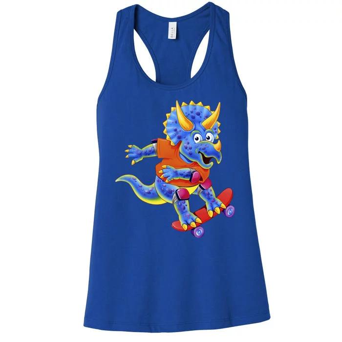 Skateboard Triceratops Women's Racerback Tank