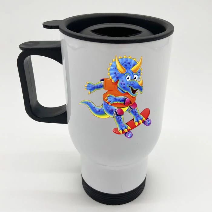 Skateboard Triceratops Front & Back Stainless Steel Travel Mug