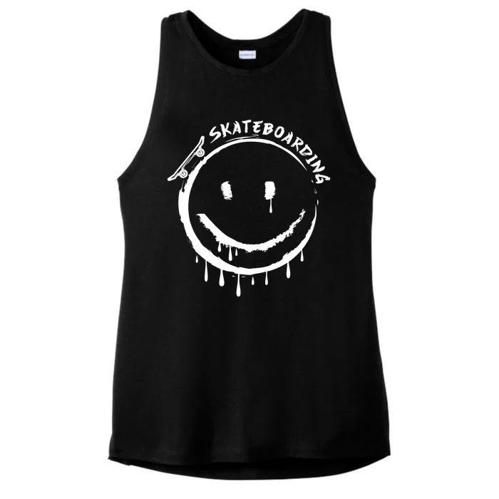 Skateboarding Graffiti Smile Face Ladies Tri-Blend Wicking Tank