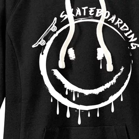 Skateboarding Graffiti Smile Face Women's Fleece Hoodie