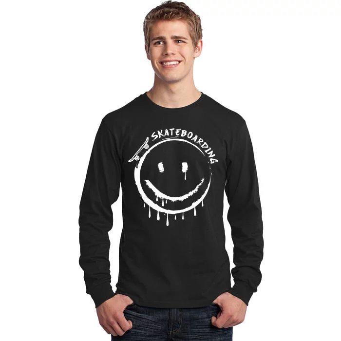 Skateboarding Graffiti Smile Face Tall Long Sleeve T-Shirt