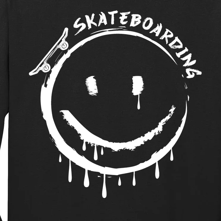 Skateboarding Graffiti Smile Face Tall Long Sleeve T-Shirt