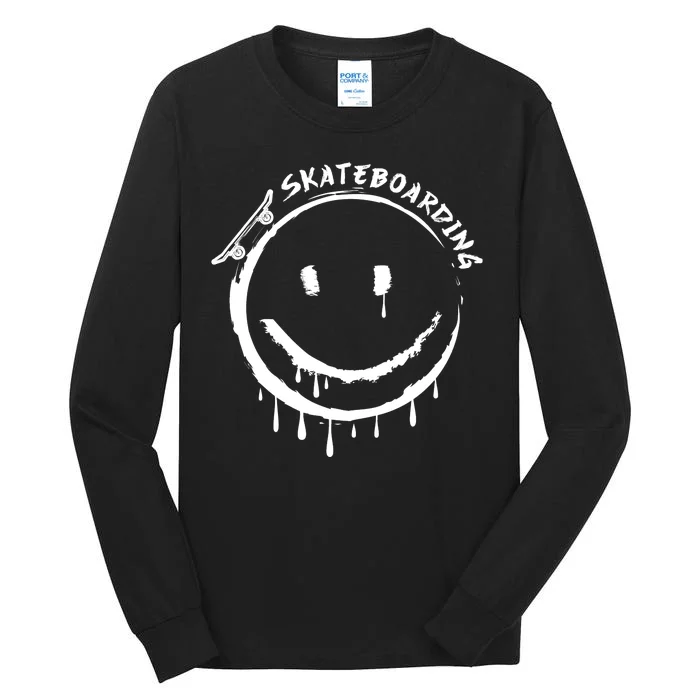 Skateboarding Graffiti Smile Face Tall Long Sleeve T-Shirt