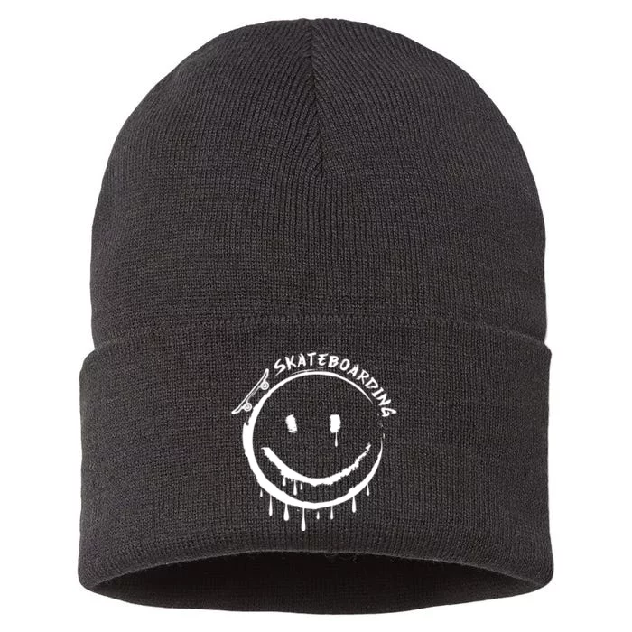 Skateboarding Graffiti Smile Face Sustainable Knit Beanie