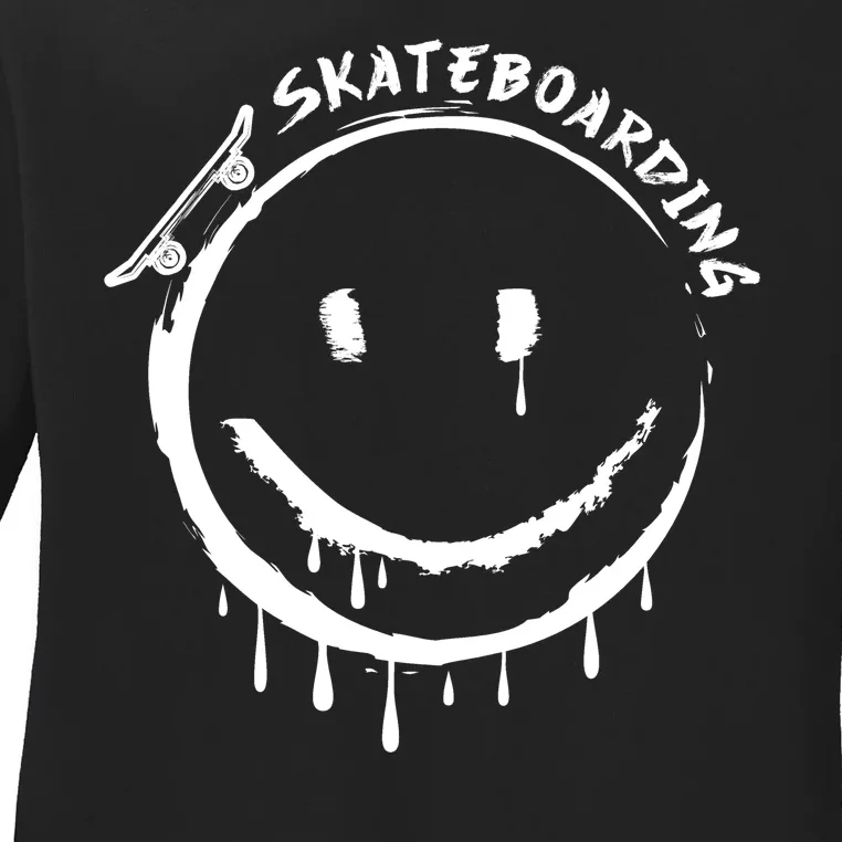 Skateboarding Graffiti Smile Face Ladies Long Sleeve Shirt