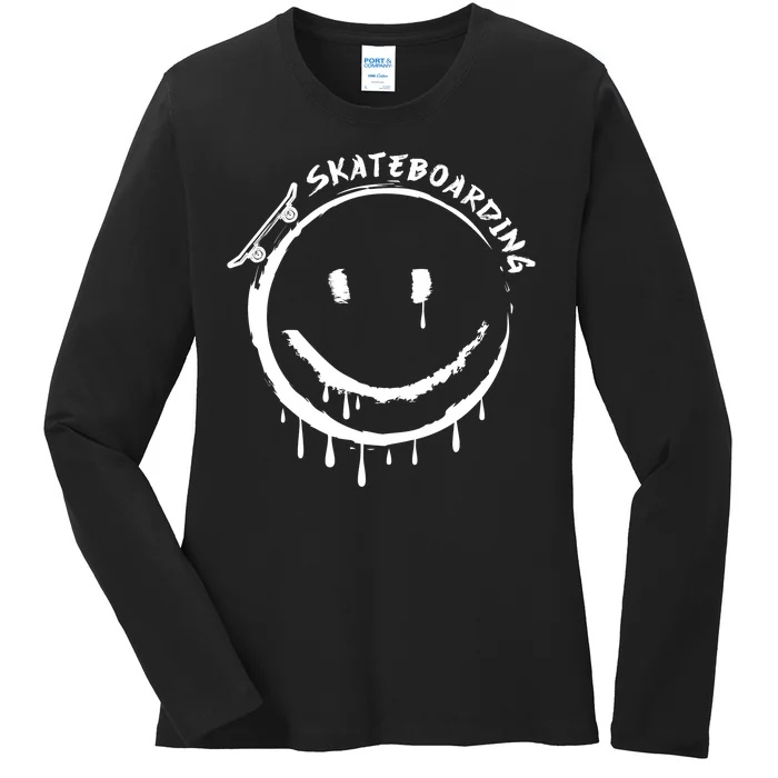 Skateboarding Graffiti Smile Face Ladies Long Sleeve Shirt