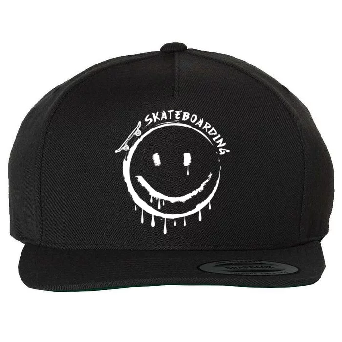 Skateboarding Graffiti Smile Face Wool Snapback Cap