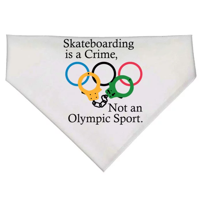 Skateboarding Is A Crime Not An Olympic Sport USA-Made Doggie Bandana