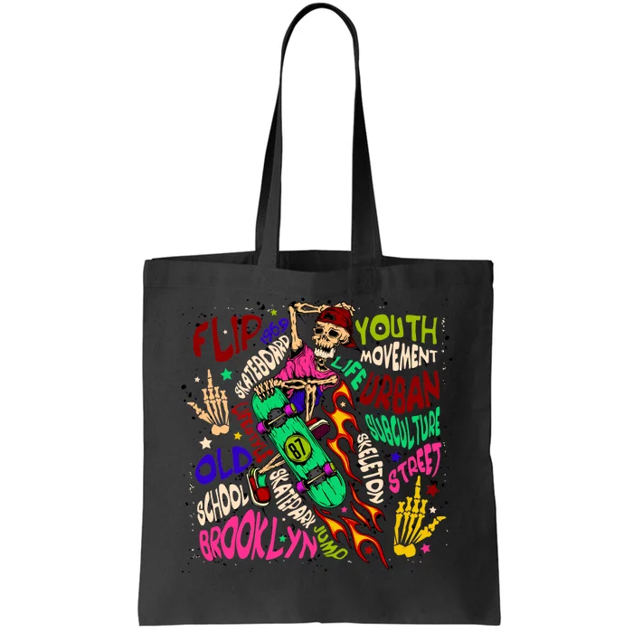 Skateboarding Skeleton Dude Tote Bag